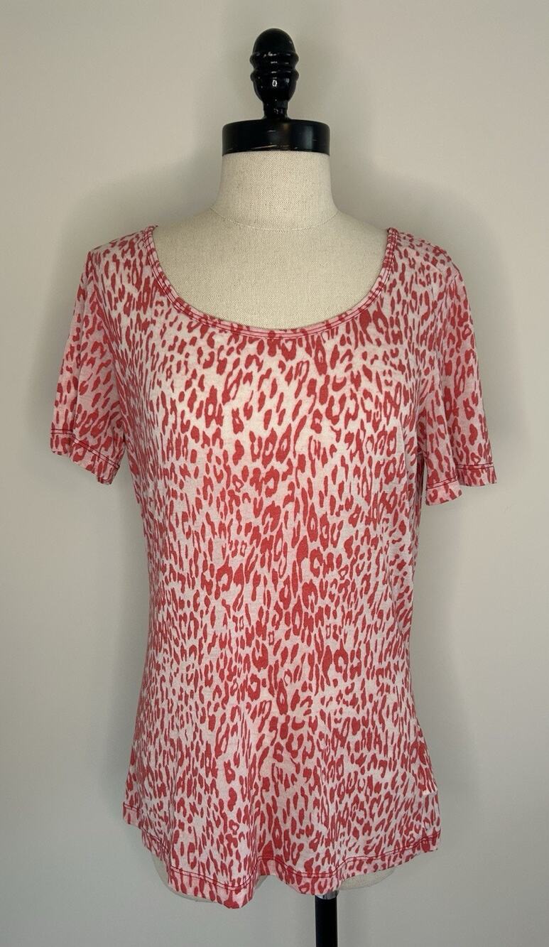kikaPaprika Pink Animal Leopard Print SOFT Tee Top Shirt Blouse Womens 3 (L)